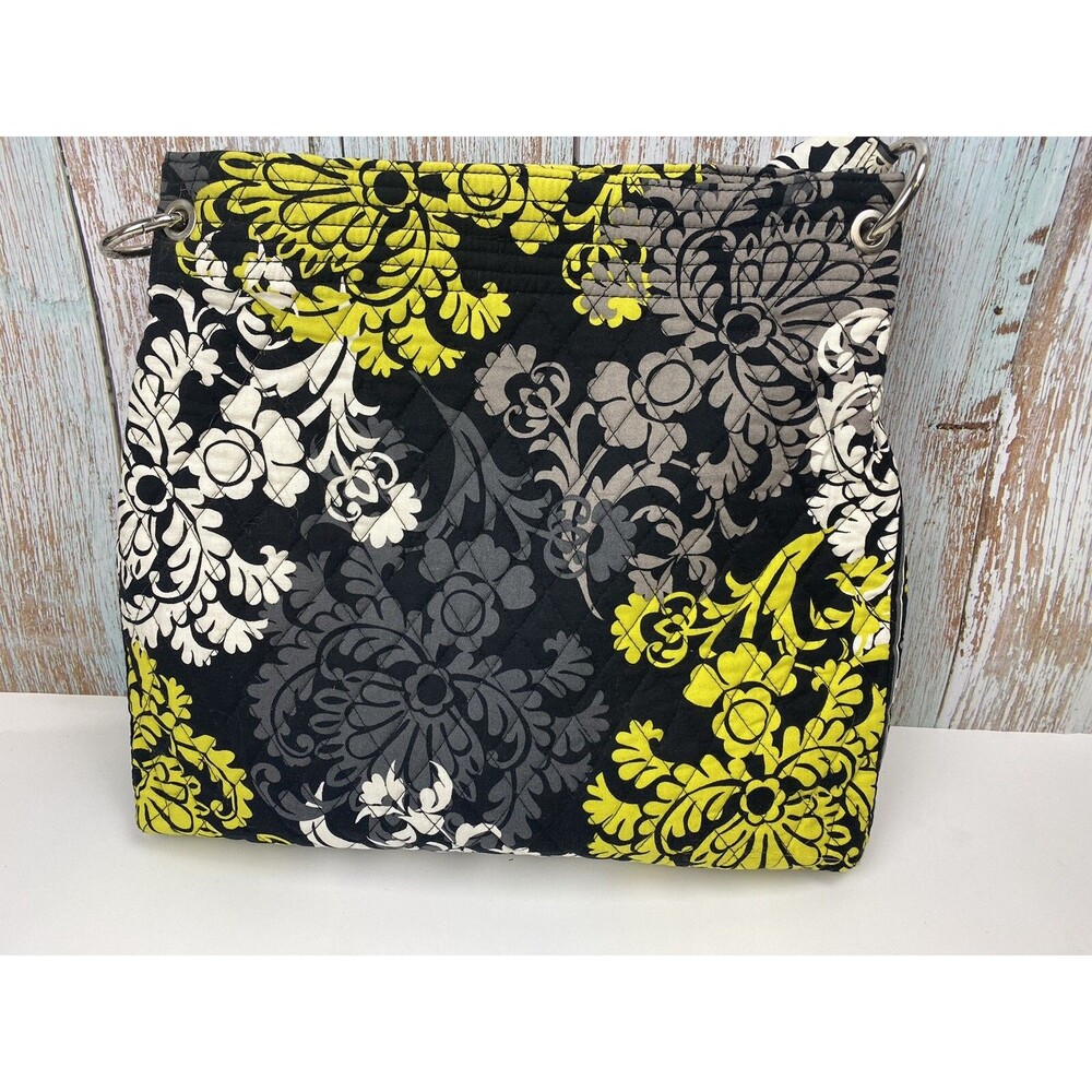 Vera Bradley Baroque Black Yellow White Shoulder Handbag Tote Purse